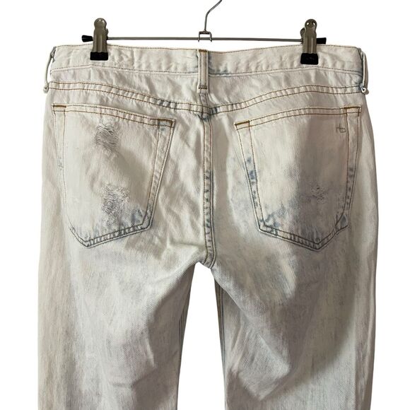 rag&bone 25 Boyfriend Jeans Acid Wash Rebel Bleach Distressed Holes White - Picture 10 of 12